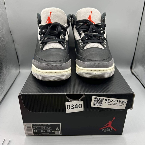 Nike Air Jordan 3 Retro Rare Air Shoes Men Size 8.5 Black Chile Red IB8967-004 - Picture 11 of 11